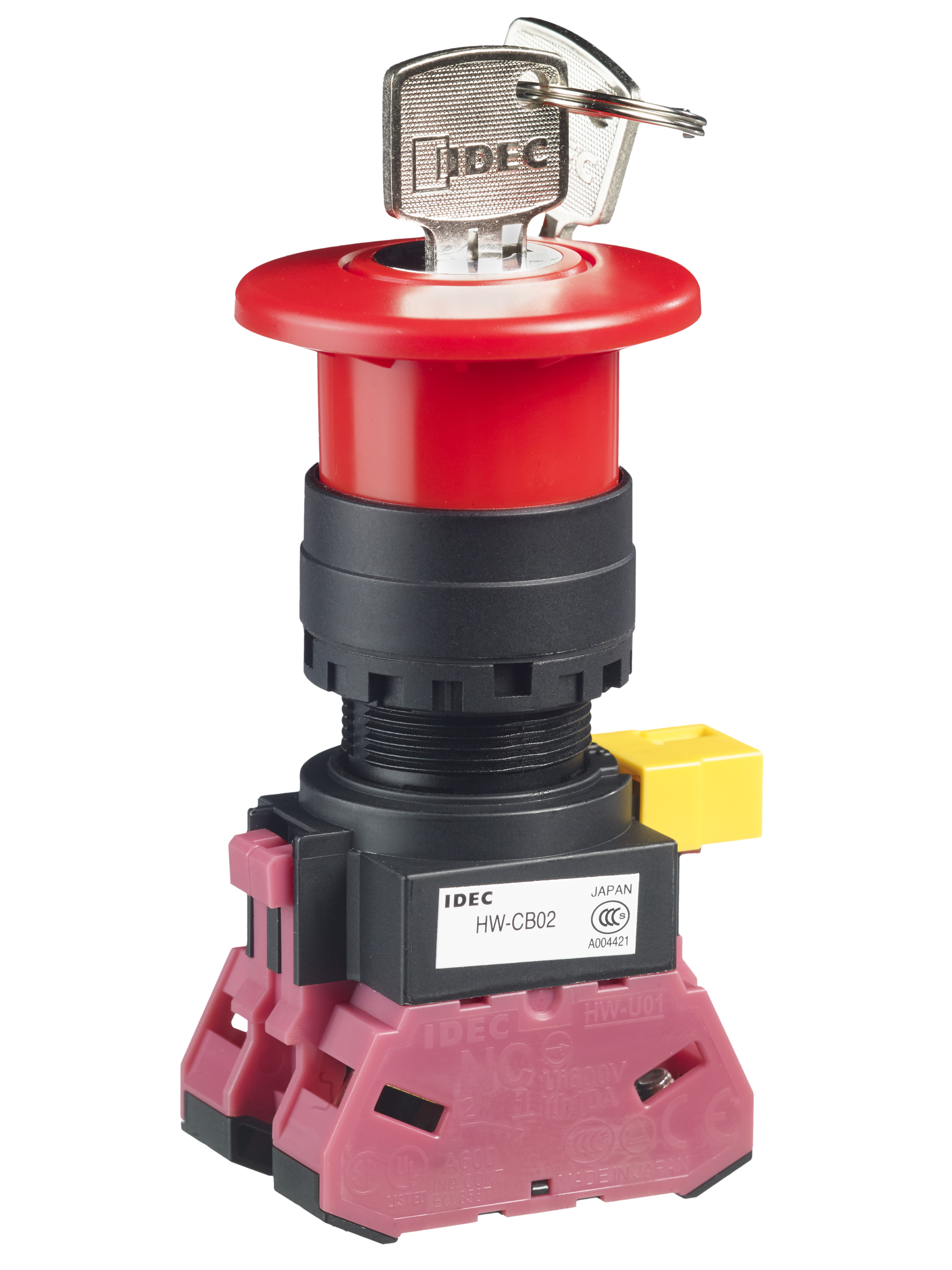 Noodstop 40mm 2xNC met sleutelreset