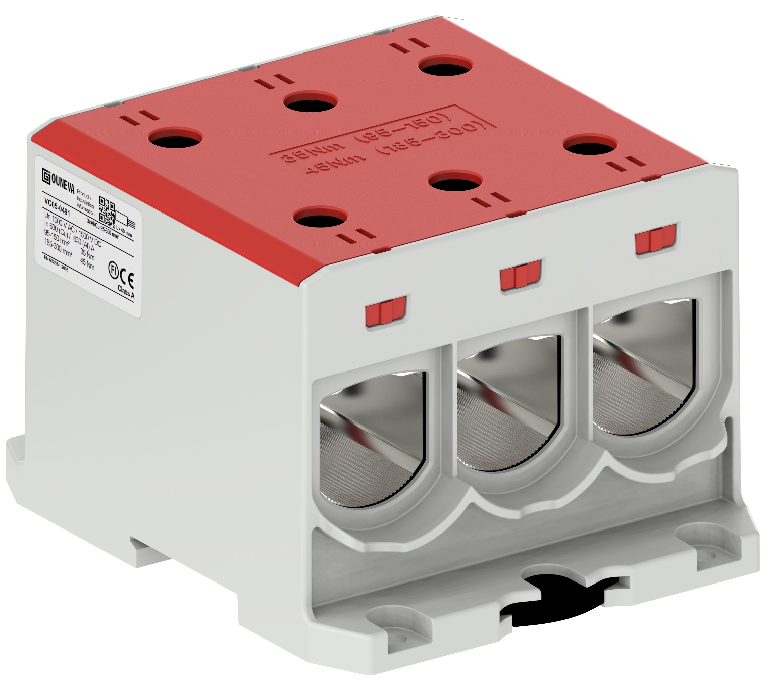 OTL aansluitklem rood 95-300 mm², 3xAl/Cu