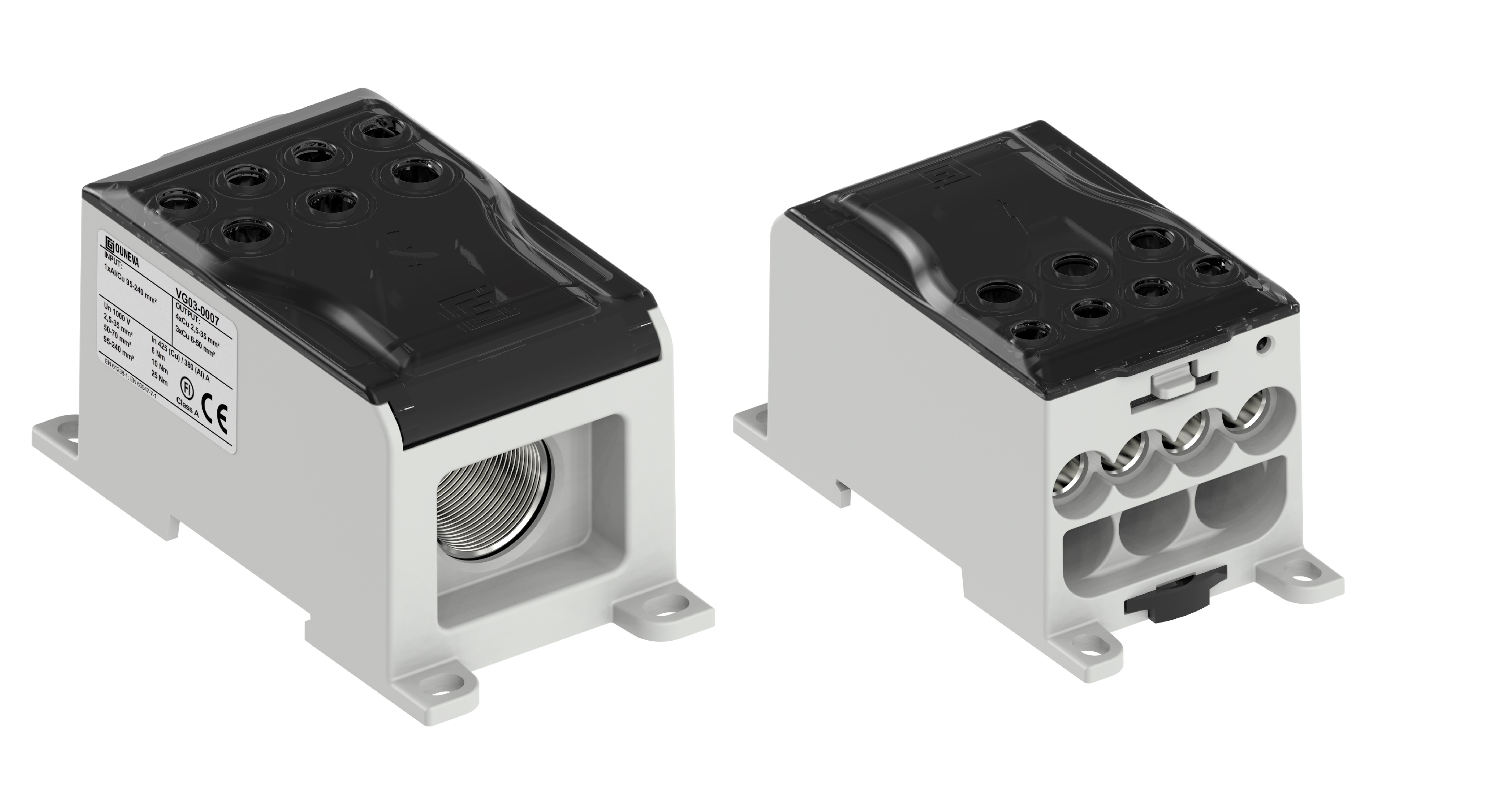 OJL 400C Distributieblok 600A  95-240 mm2  Grijs