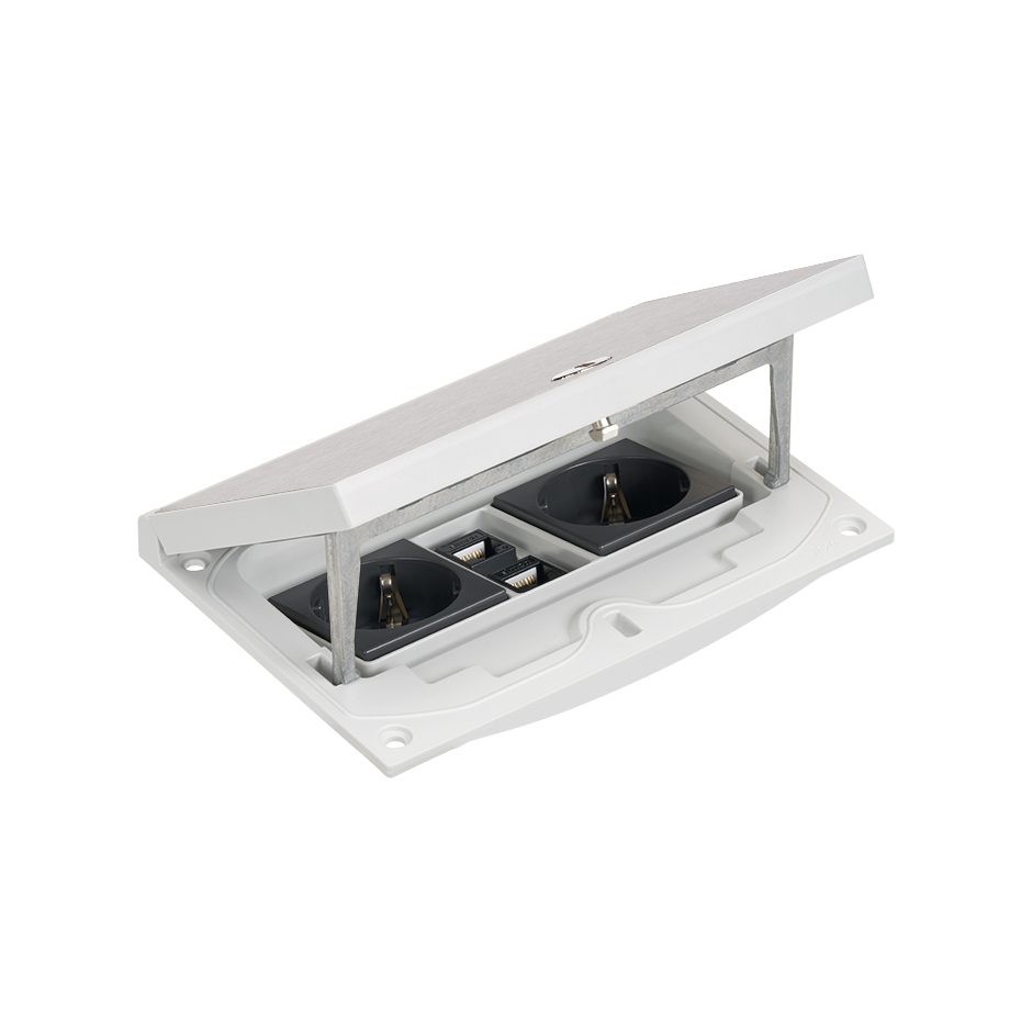 Deksel vloerdoos RVS 2x WCD en 2x RJ45 CAT 6 IP66