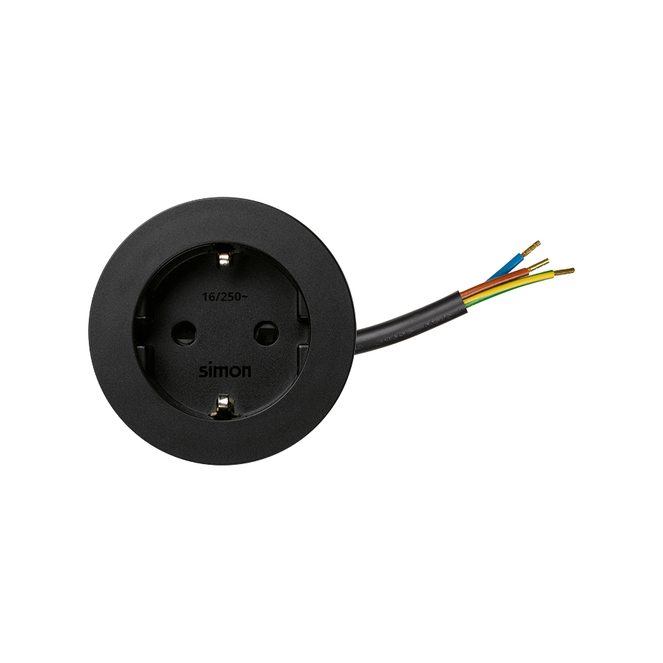Ronde inbouw WCD zwart Ø54 met open einde
